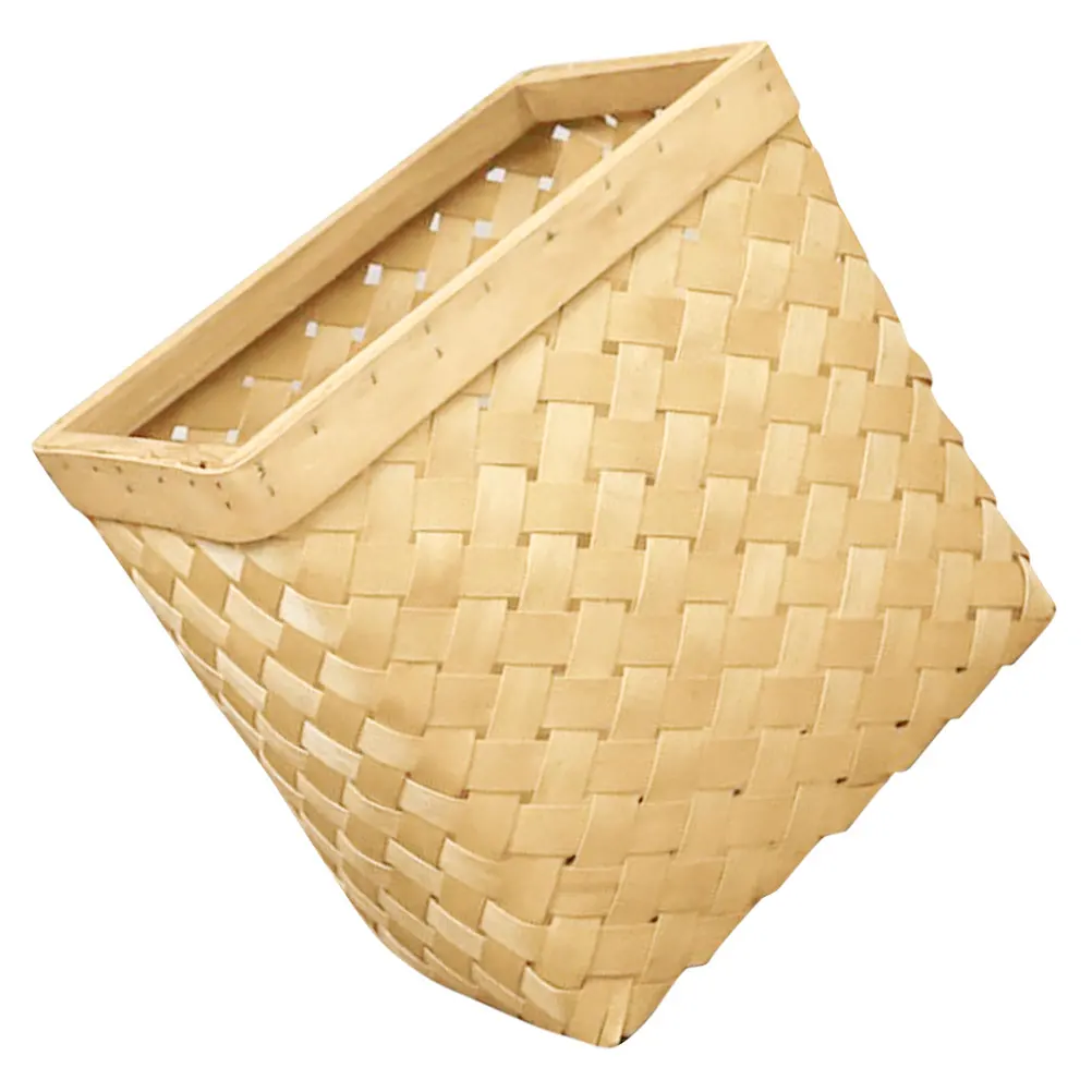 

Japanese Vintage Trash Can Decorative Storage Baskets for Kitchen Bathroom Office Retro Waste Basket Wooden Weaving