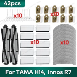 Pasuje do akcesoriów robota odkurzacza 타마 TAMA H14, 이노스 innos R7, 리하스 LIHHAS LH90 Worek na kurz, filtr HEPA, wałek, boczna szczotka, mata trapezowa