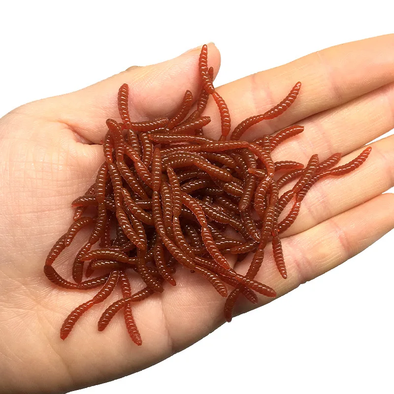 Sea.Yolo Four Section Earthworm Red Worm Biomimetic Soft Bait Artificial Fishy Flavor False Bait Fishing Tool