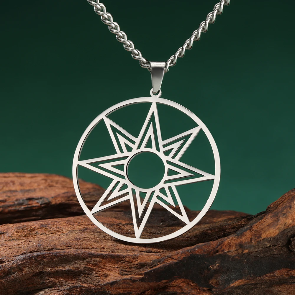 Dawapara Octagram Necklace Star of Ishtar Inanna Goddess Assyrian Star Pendant Stainless Steel  Ancient Greek Mythology Jewelry