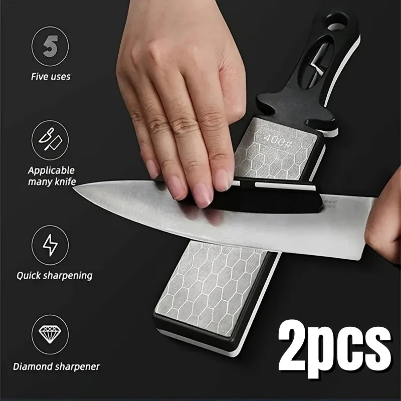 2PCS Diamond Pocket Sharpener Folding Knife Garden Tools Sharpening 400/1000 Grit Double Sided Grind Kitchen Knife Whetstone