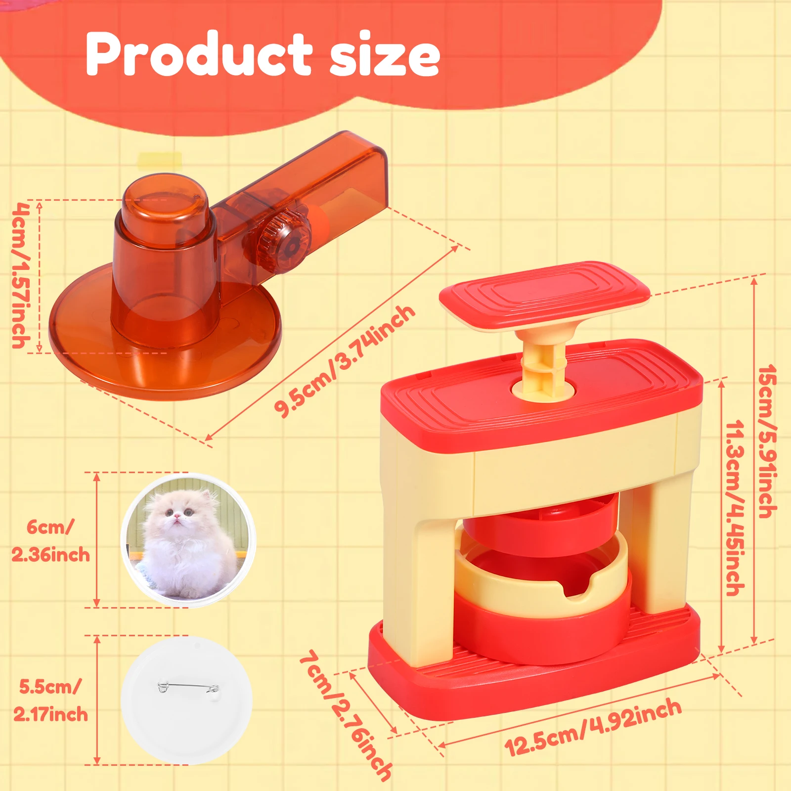 Kid Badge Maker Machine Set DIY Pin Button Maker Machine Badge Punch Press Kit with 48/96pcs Part Picture Cutter for Student Kid