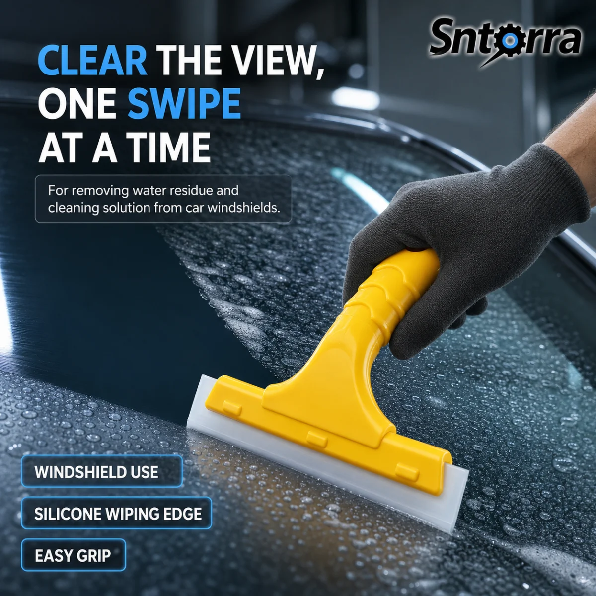 Silicone Window Scraper Wiper Cleaning Tool for Automobile Windshield Durable Car Windscreen Cleaning Device