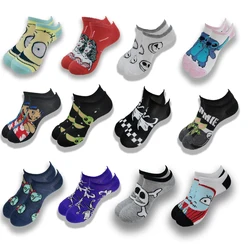 Chaussettes courtes invisibles à imprimé dessin animé pour hommes et femmes, style coréen, nouveauté, rinçage, heureux, drôle, mode