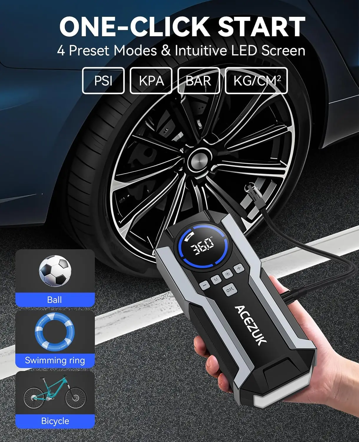 كاتب قفز 8000 أمبير مع ضاغط هواء، 150 رطل لكل بوصة مربعة، كاتب قفز محمول 12 فولت، شاشة LCD، أضواء LED #6