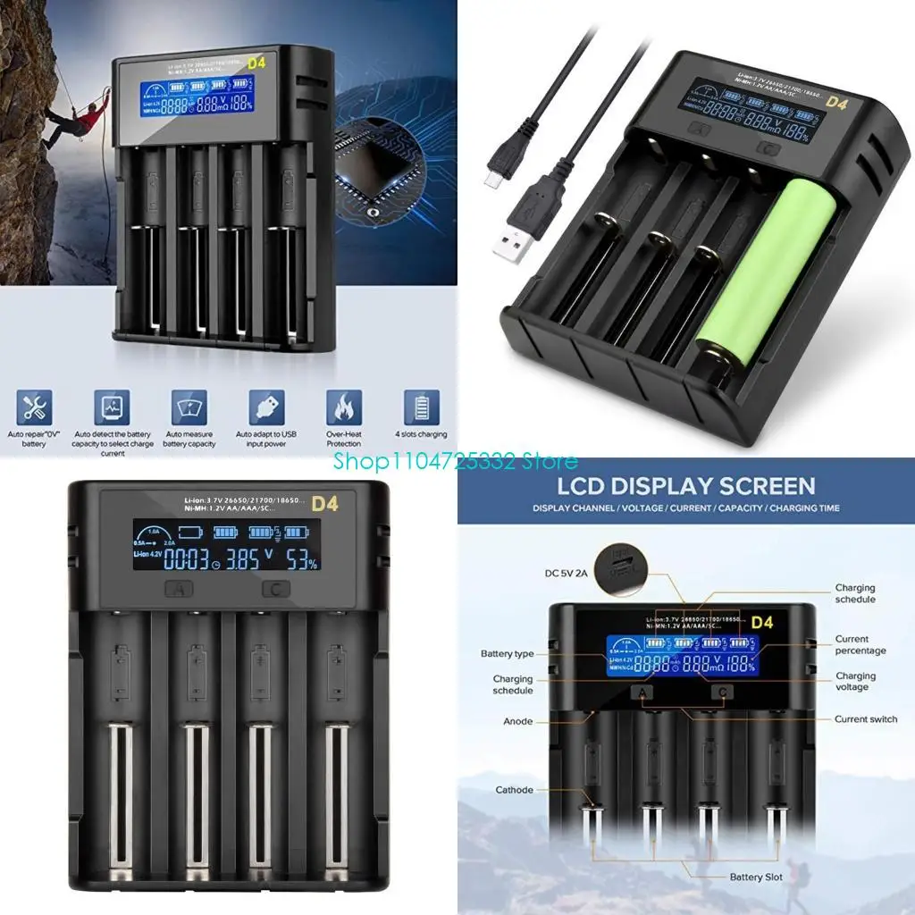 

P5EA Универсальное зарядное устройство 18650 для аккумуляторов AAAA AAA C F6 18350 18500 18490 18650