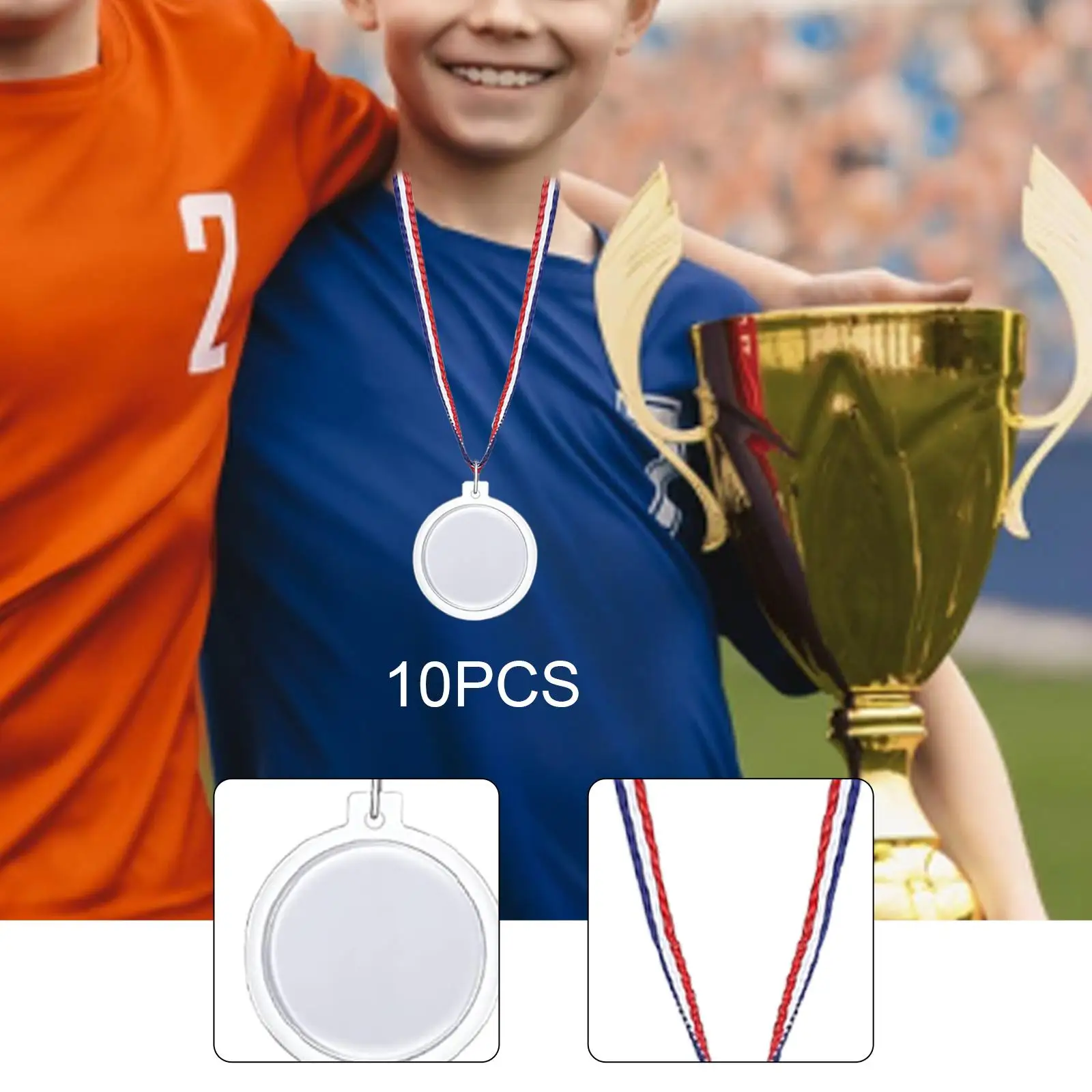 10 Pack Create Your Own Award Medals Blank Medals with Neck Ribbons for Events