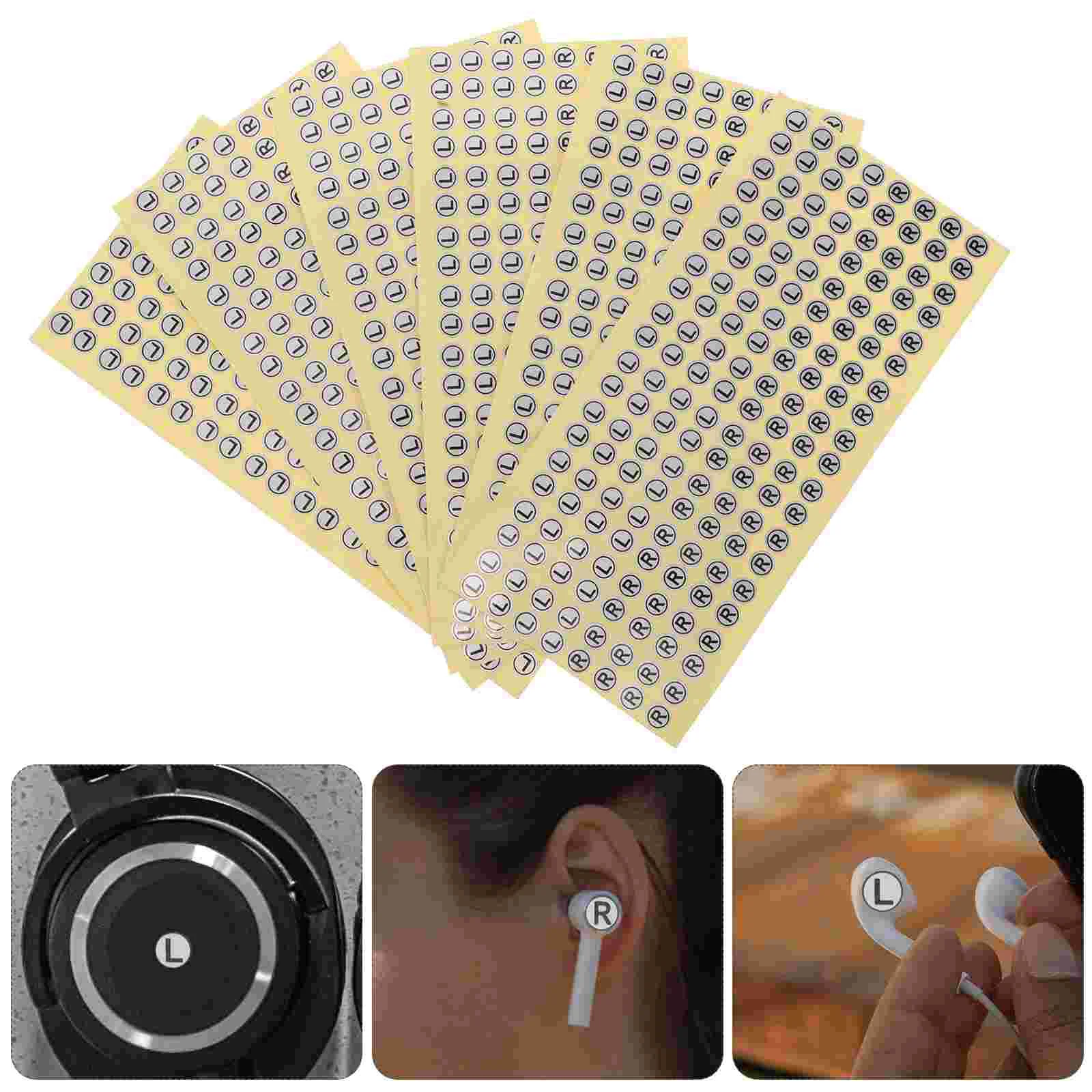 

6 Sheets Of Earphone Left Right Marking Stickers Self Adhesive Earphone Tags Direction Identification Sticker Round Earphone