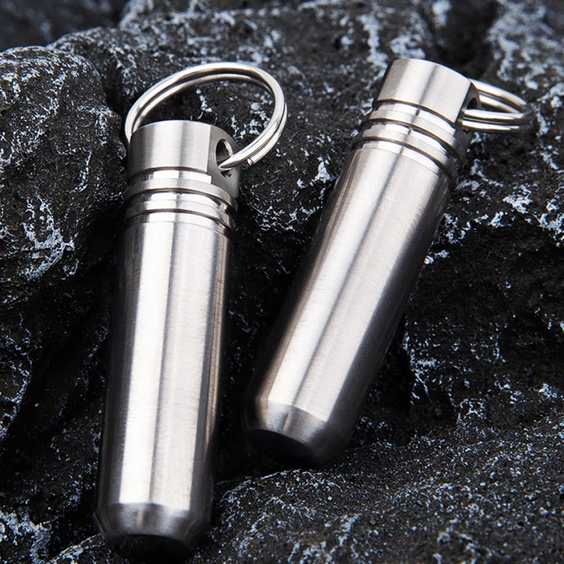 39 MM X10 MM Portable EDC Tool Titanium Alloy Waterproof Canister Medicine Seal Capsule Bottle Mini Pendant