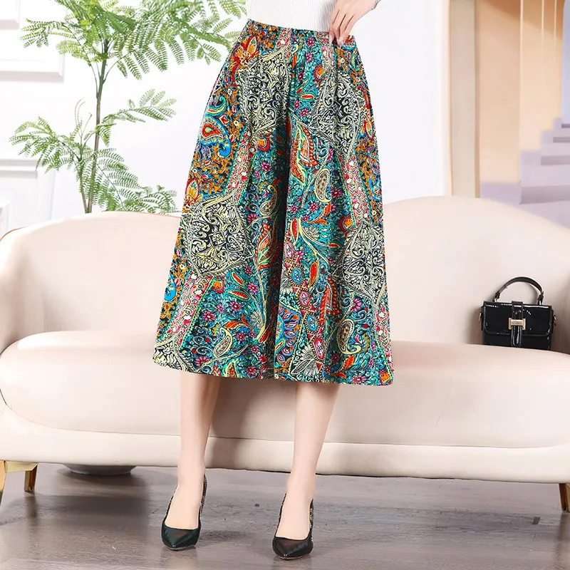 Women\'s Long Pants Skirt 2023 Summer Plus Size Fashionable Flower Print Women\'s Short Skirt Classic Home Casual Breathable Women