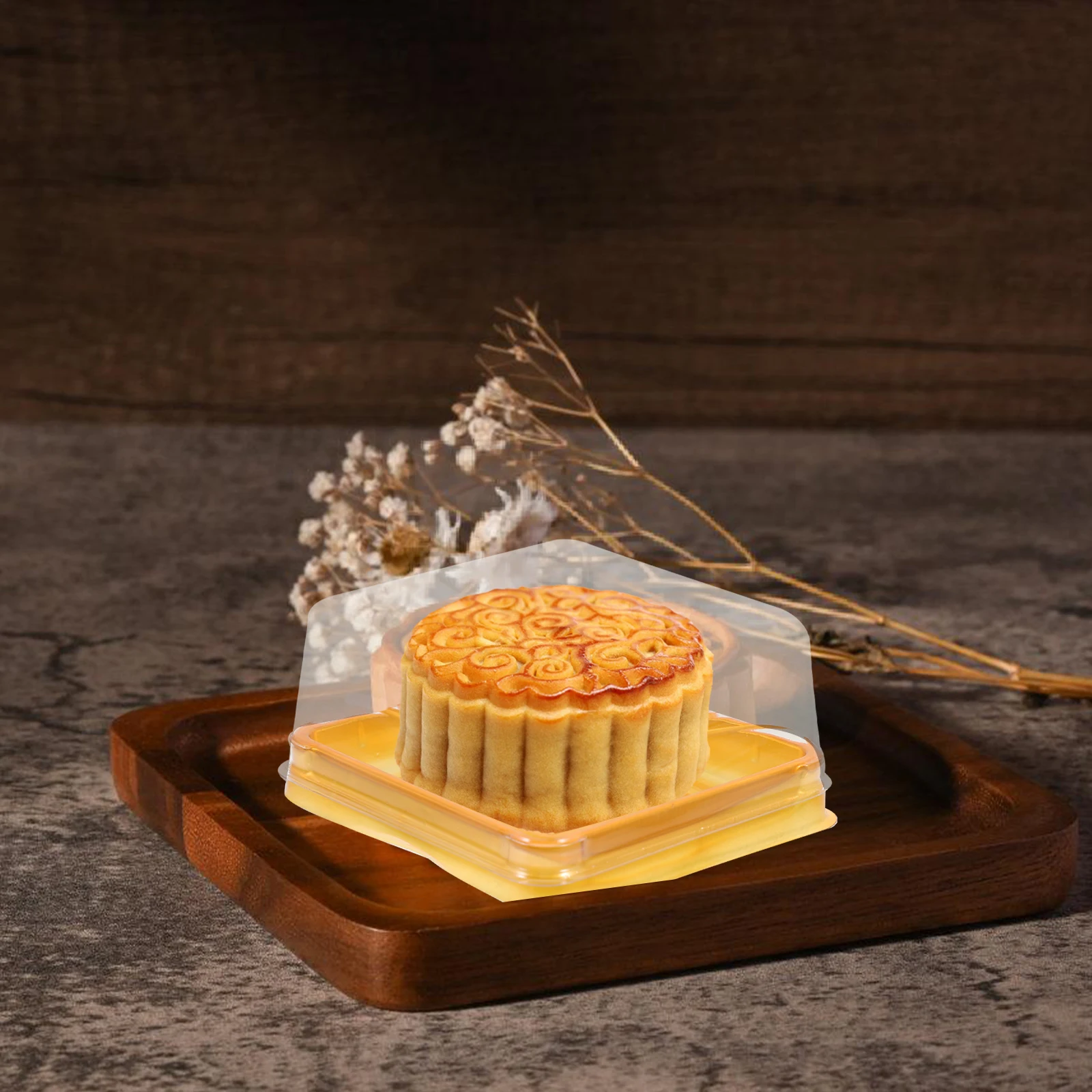 

100pcs 100G Plastic -Yolk Puff Box Moon Cake Container Pet Sealed Food Storage Box Multipurpose Transparent Holder For