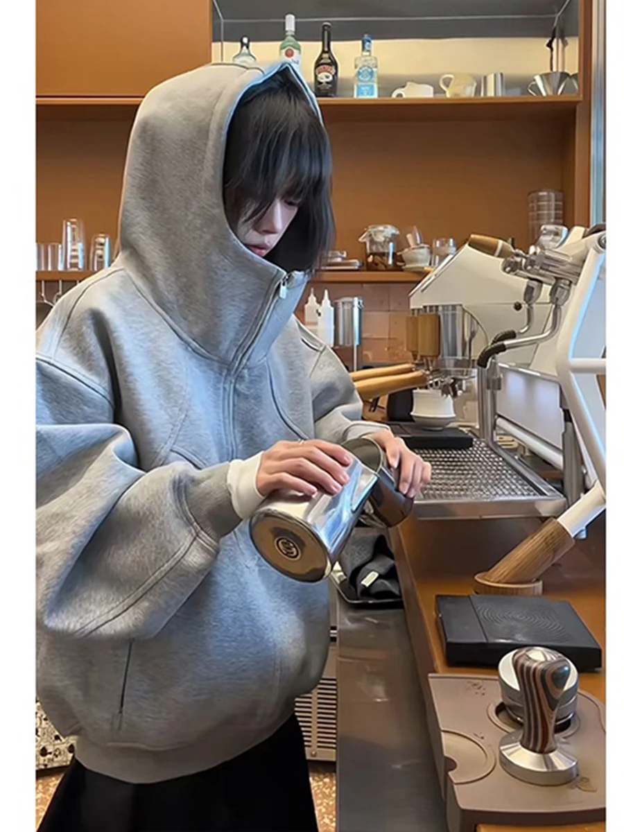 

Мужская толстовка-кардиган на молнии с капюшоном, утепленная, с высоким воротником, в американском стиле, с деконструированным дизайном, зимнее пальто