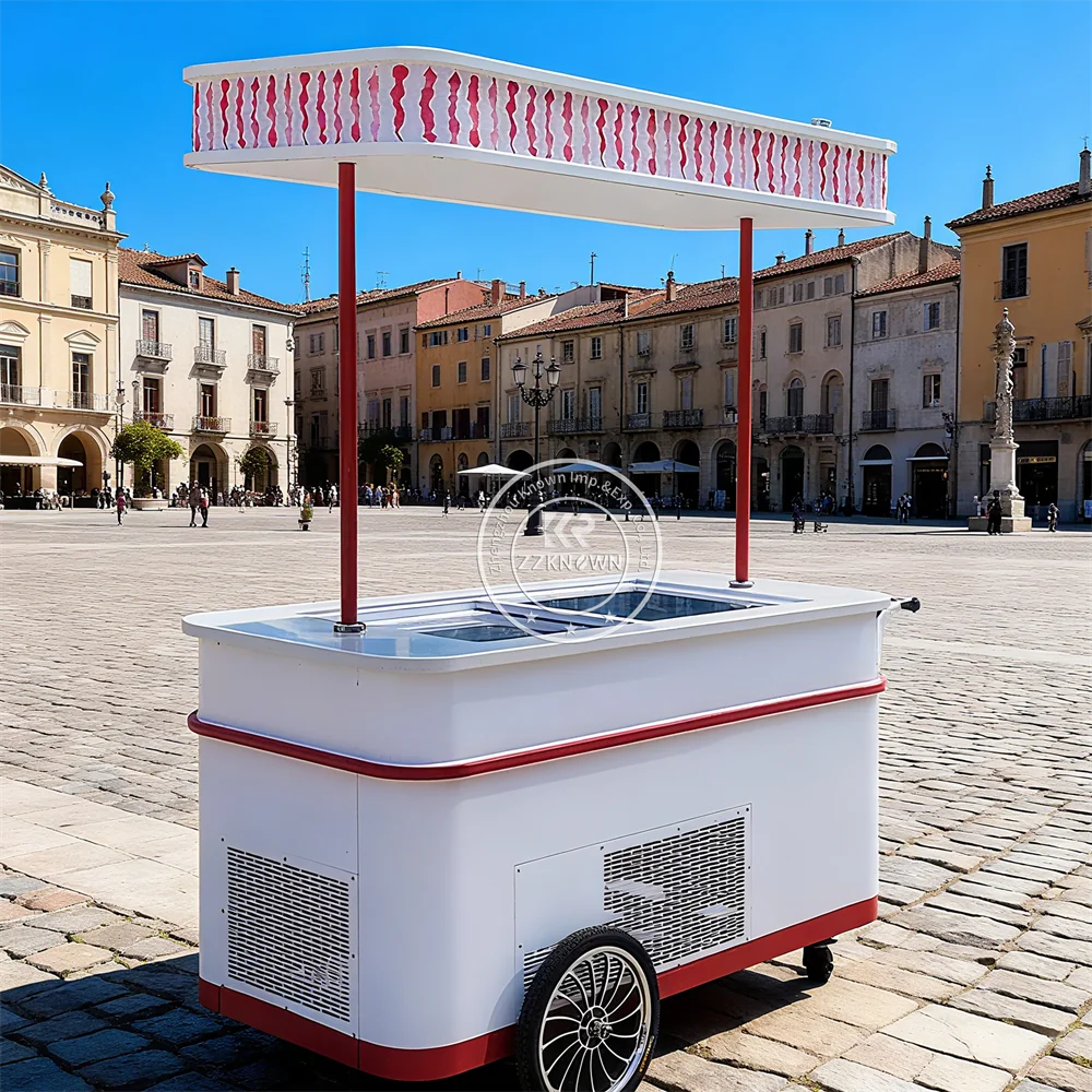 

High Quality Customized Street Ice Cream Cart Commercial Grade Portable Ice Cream Cart with Electric Refrigerator