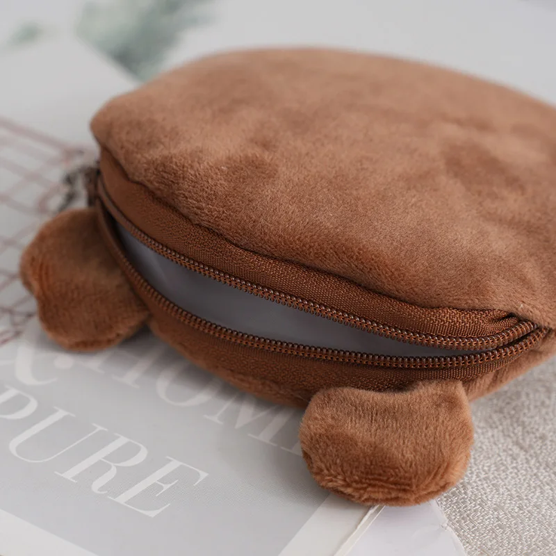 Cute Cartoon Plush Coin Purse Children's Pocket Bag Women Coin Bag Storage Bag Backpack Accessories Zip Round Bag