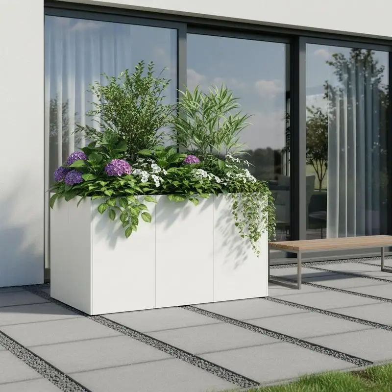 Bac à plantes surélevé en acier 120x80x80 cm. Ce pot à plantes moderne est fabriqué en acier, ce qui le rend robuste et durable. Il convient à la plantation de fleurs, de légumes et de coriandre sur votre patio ou votre balcon.