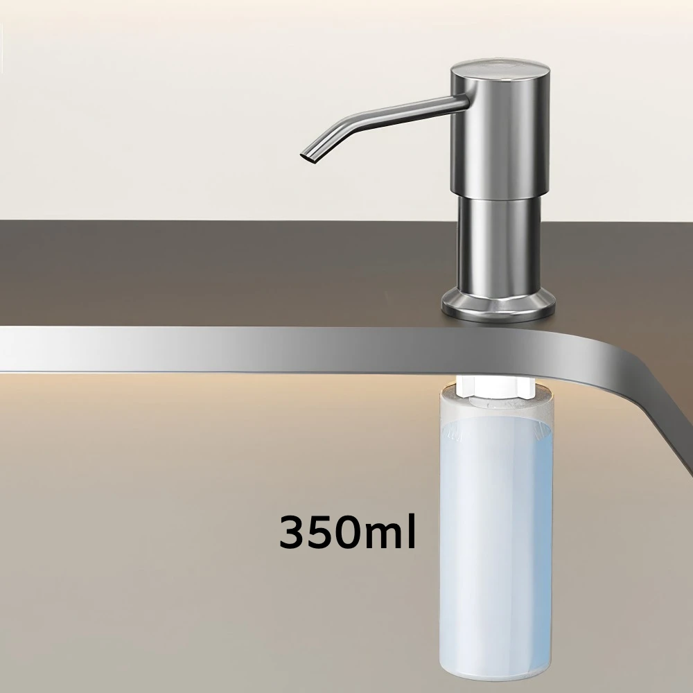 ORIENTAL YUHONG 350ml Kitchen Sink Mount Soap Dispenser Stainless Steel Hand Pressure Liquid Soap Bottle Pump