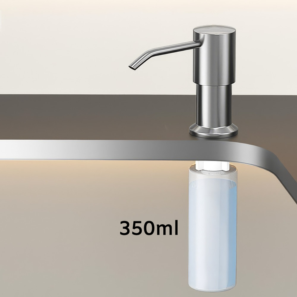  ORIENTAL YUHONG 350ml Kitchen Sink Mount Soap Dispenser Stainless Steel Hand Pressure Liquid Soap Bottle Pump 