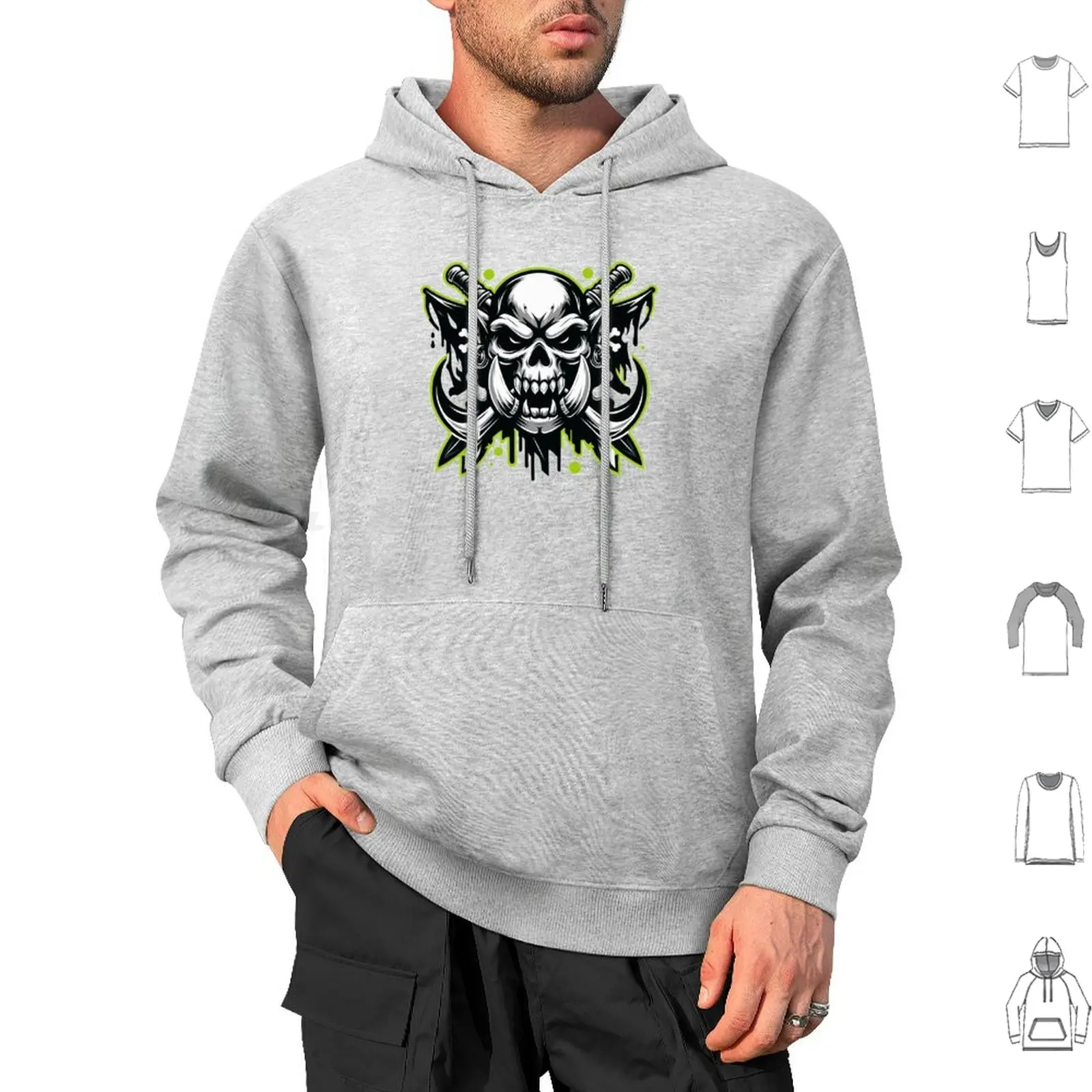 The Tattured Flag Hoodie cotton Long Sleeve Orc And Pirate Wagh Jolly Roger Dnd Ork