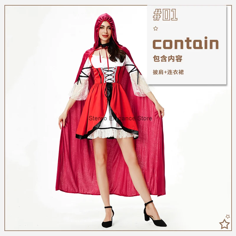 Costume d'Halloween du Petit Chaperon Rouge, pour Performance sur Scène, Robe Everak Cos, 2024