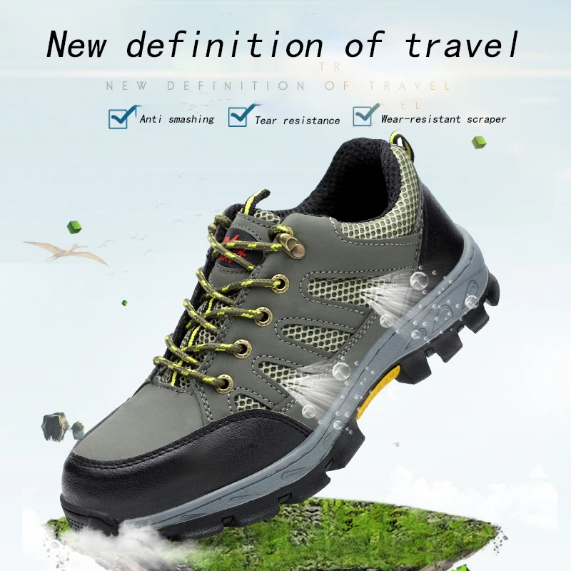 Protective shoes Breathable spring and autumn Work impact and puncture resistant Safety steel toe insulated shoes