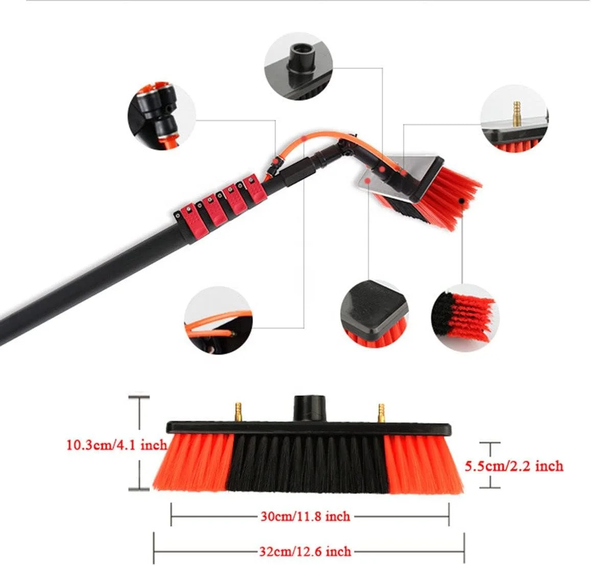 

Red Blue Water Fed Pole Kit Window Washing Equipment Kit Glass Solar Panel Cleaning Brush Telescopic Cleaning Tool