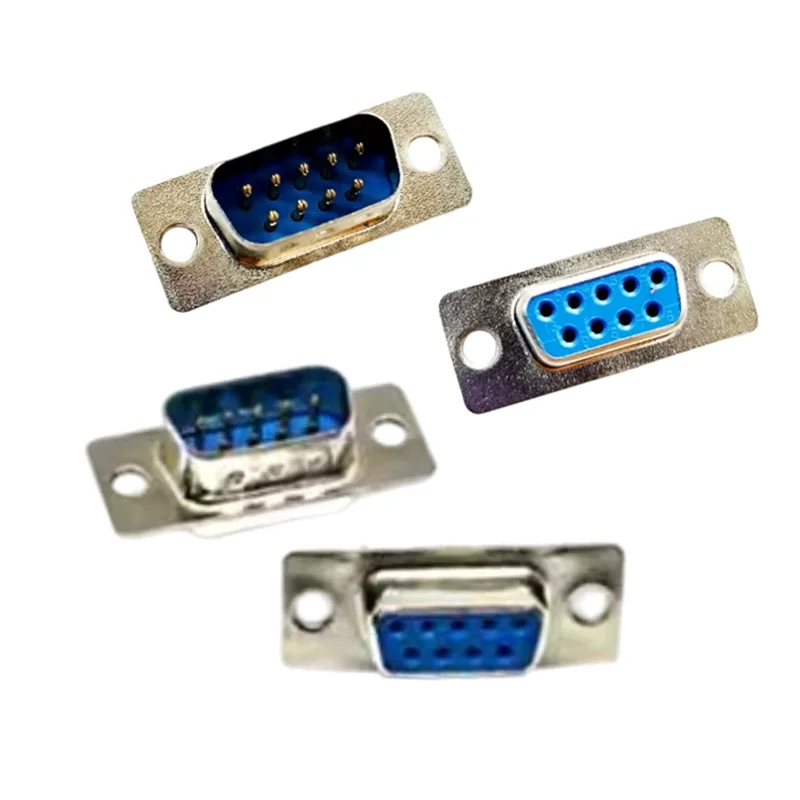 10PCS/5Pairs DB9 Male Female Socket 9 Pin Blue Serial Port Connector Terminal RS232 Solder For PLC Touch Screen