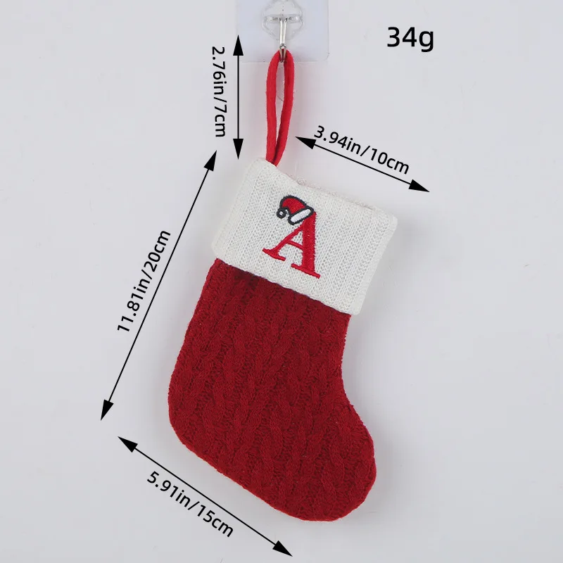 Merry Christmas Socks Red Snowflake Alphabet Letters Christmas Stocking Christmas Tree Pendant Decorations for Home Xmas Gift