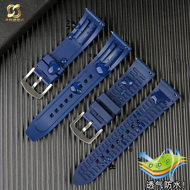 Quick release Silicone Watchband Dark Blue Green orange Watch Strap 20mm 22mm 23mm 24mm fluororubber Butterfly clasp Wrist Band