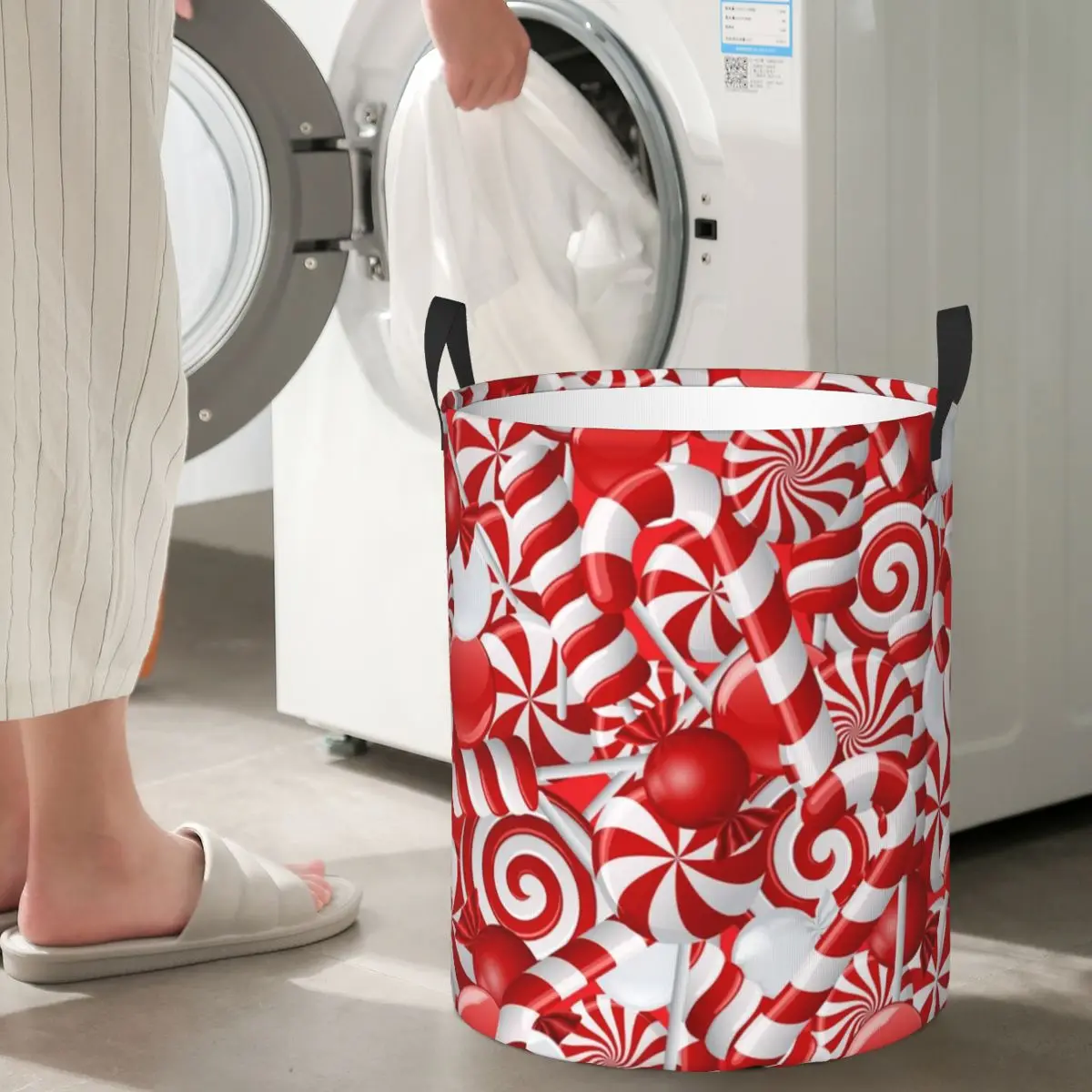 

Peppermint Candy Foldable Laundry Baskets Dirty Clothes Toys Storage Basket Home Organizer Bag