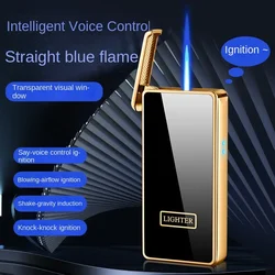 ntelligent Voice Control Switch Ignition Lighter Gas Electric Integrated USB Inflatable Lighter Smoking Accessories Gift Tool