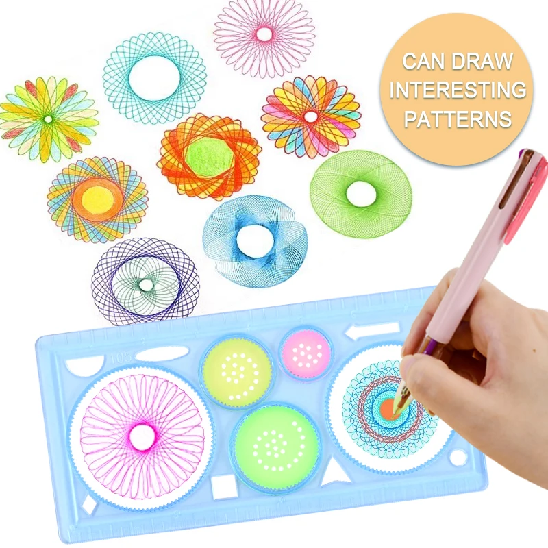 Multifunctional Ruler Drafting Tool School Painting Kid Art Drawing Stationery Supplies Geometry Spirograph Drawing Stencils Set