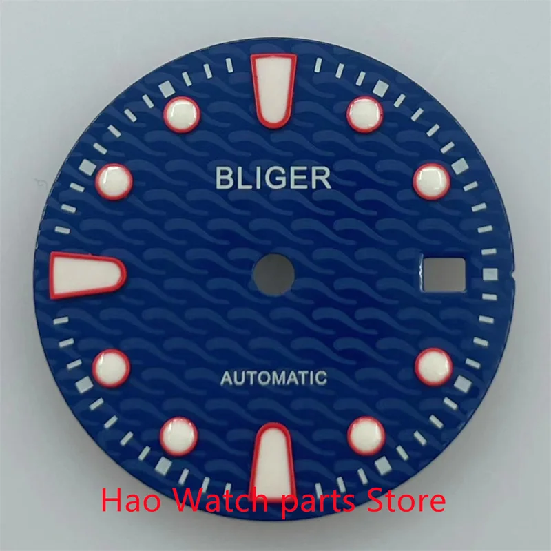 BLIGER 28.5mm black/ blue/green watch dial fit Miyota 8205 8215 821A ETA 2836/2824 Mingzhu DG2813/3804 movement