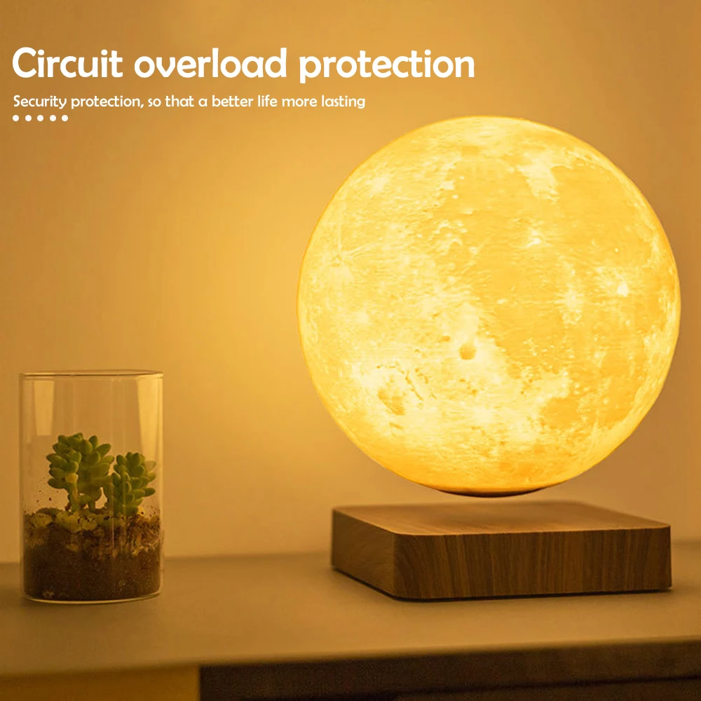 Magnetic Floating Moon Lamp Levitate LED Night Light 3 Colors Adjustable Brightness Tabel Lamp For Beside Bedroom Decor image 5