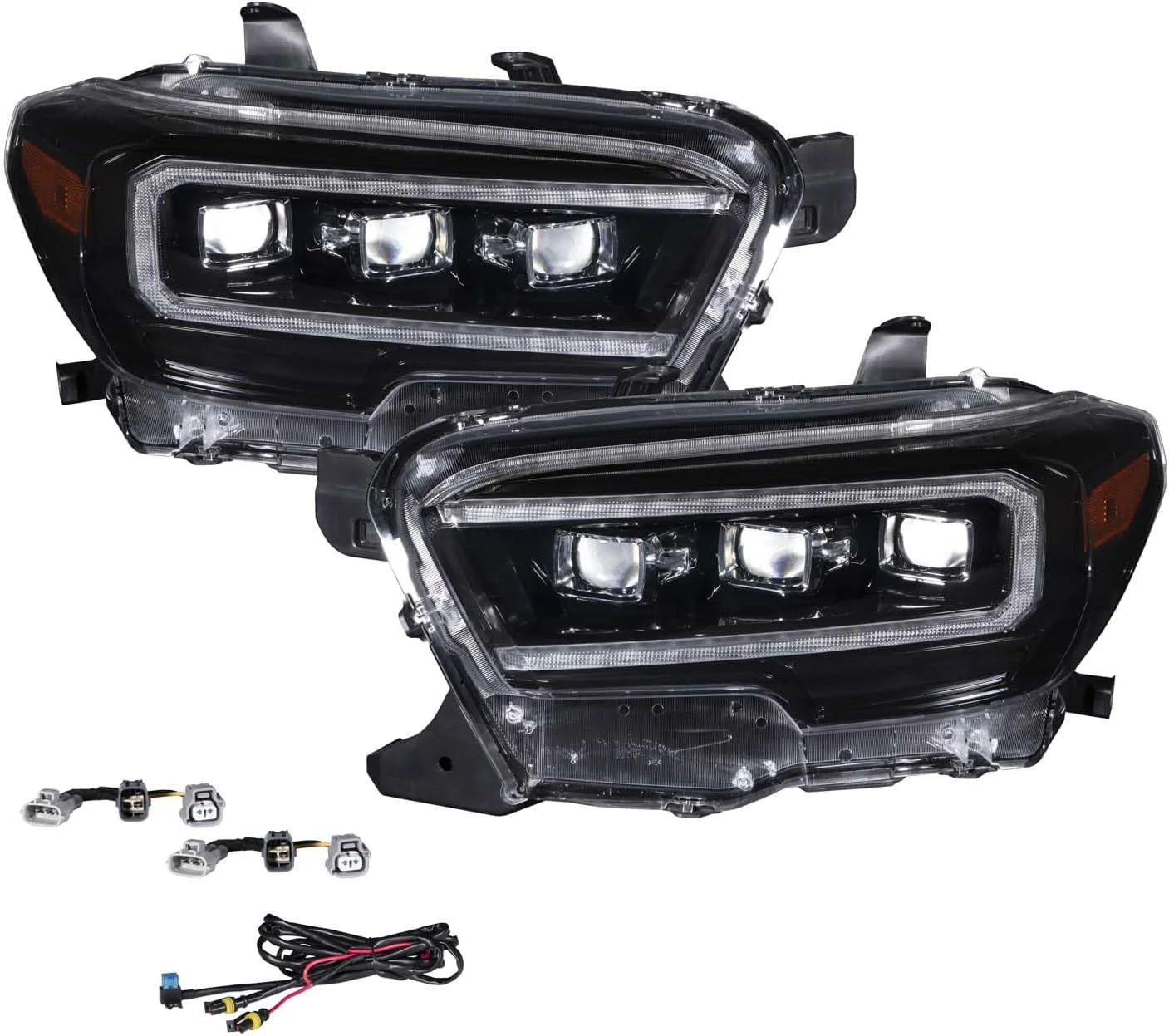 Sequential LED Headlights with Amber DRL compatible with Toyota, Tacoma 2016-2023 Car Front headlight(pair)