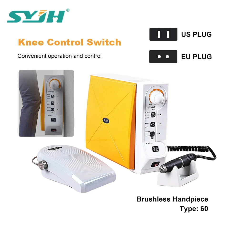 

FASTRONG S200, 60000 об/мин, бесщеточный микромотор для стоматологической лаборатории с ручным переключателем управления коленным педалью, инструмент для стоматологии