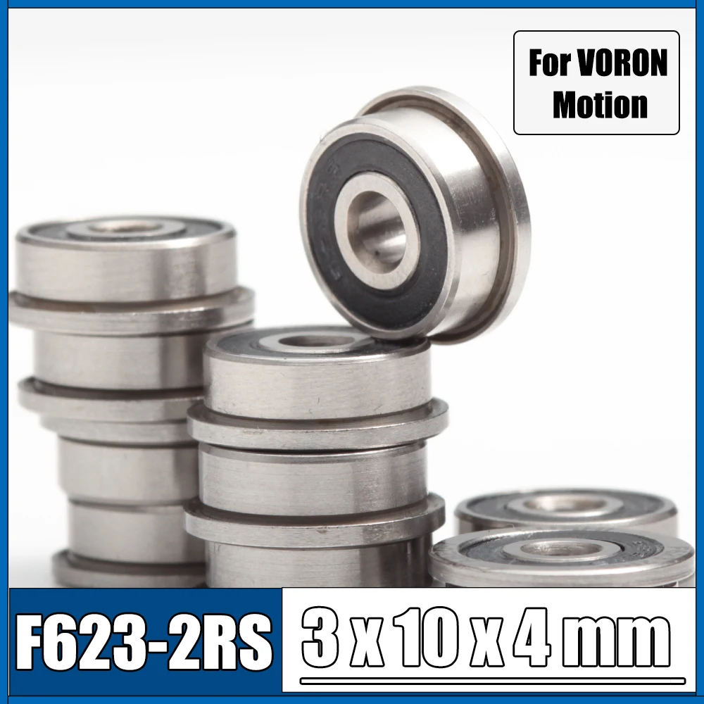 Rodamiento F623RS de 3x10x4mm, ABEC-7, 10 piezas, rodamientos de bolas de brida de F623-2RS para VORON 0 Motion, uso en unidades de accionamiento A/B, juntas Idlers XY