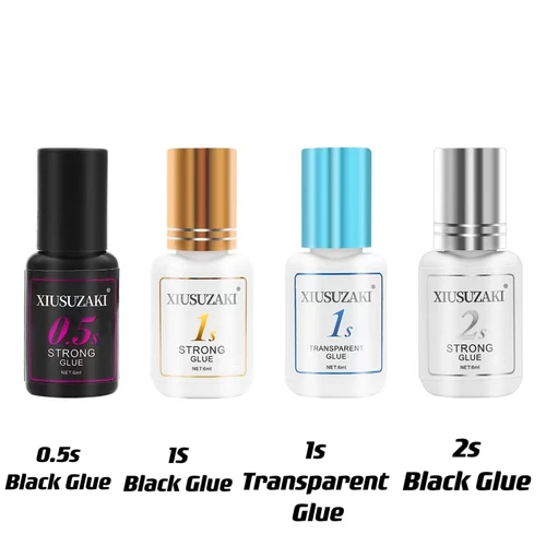 XIUSUZAKI-pegamento para extensiones de pestañas postizas, 6ml, 0,5 s, 1s, secado rápido, pegamento adhesivo para pestañas transparente negro, pegamento para pestañas de baja irritación