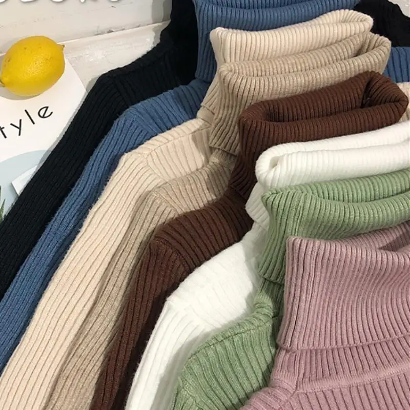 New High Neck Sweater for Women Autumn Winter Loose Fashionable Slim Fit Pullover Sweater Women's Inner Layer Thick Sweater ﻿