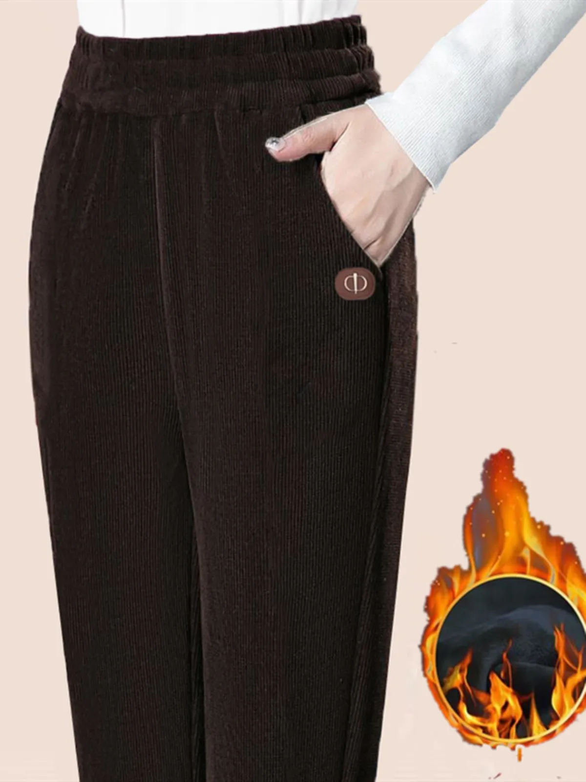 Thiened سروال قصير هارلان عالية الخصر الخريف الشتاء حجم كبير التخسيس أمي السراويل Fce اصطف السراويل النسائية العصرية #2