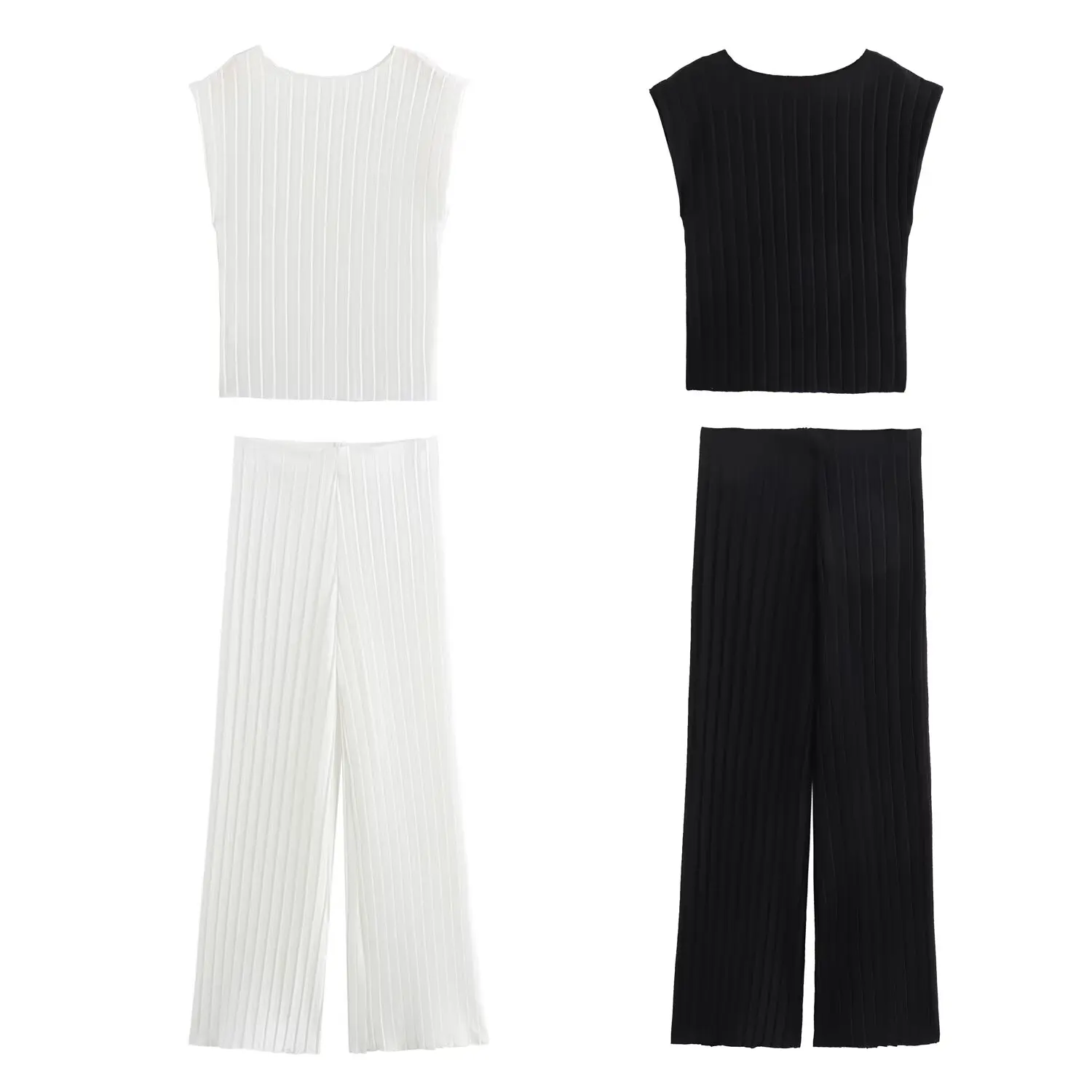 Nice New Women's Clothing European And American Style Fashionable Slim All-match Round Neck Sleeveless Pleated Top