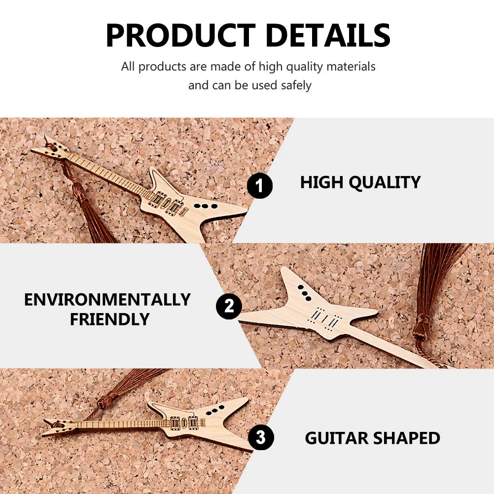 

Creative Marker Bamboo Bookmark Bookmarks Guitar Shape Light Brown Student Music Decor