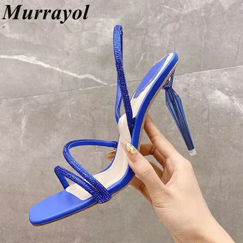 Bling Bling Rhinestone Sandals Women Glisten Crystal Decor Thin High Heels Sandalias Mujer Summer Party Dress Wedding Shoes
