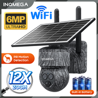 INQMEGA 6MP 4G Sim solar Monitoring Outdoor WiFi PTZ Human/animal Detection IP66 Waterproof Wildlife Wonitoring Camera