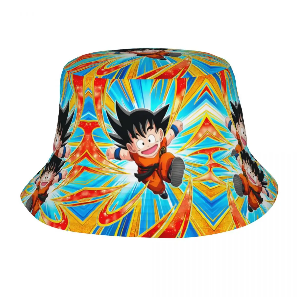 

Custom Fashion DBZ Goku Japan Comic Bucket Hats for Men Women Print Monkey Summer Beach Sun Monkey Fisherman Cap