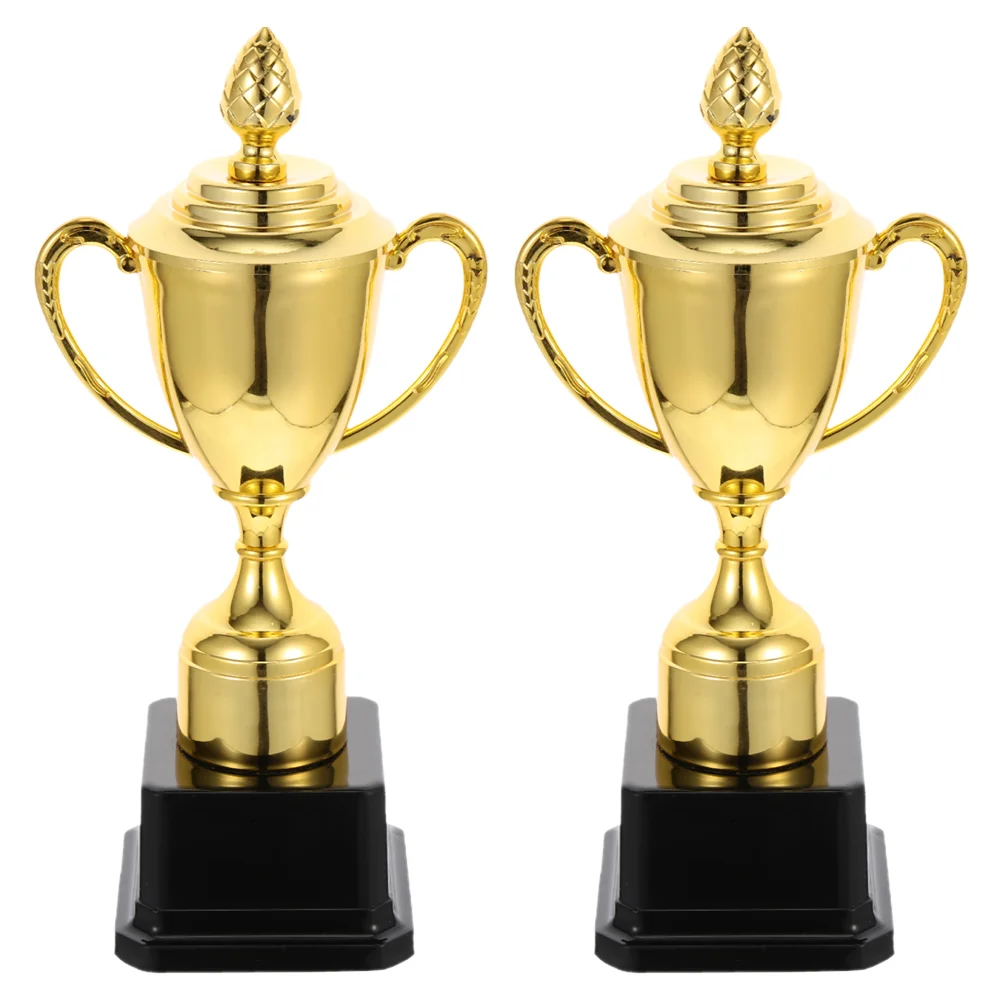 

2pcs Plastic Ceremony Trophy Decor Student Competition Trophy Creative Shaped Trophy Decor Celebration Trophy Prop Decoration