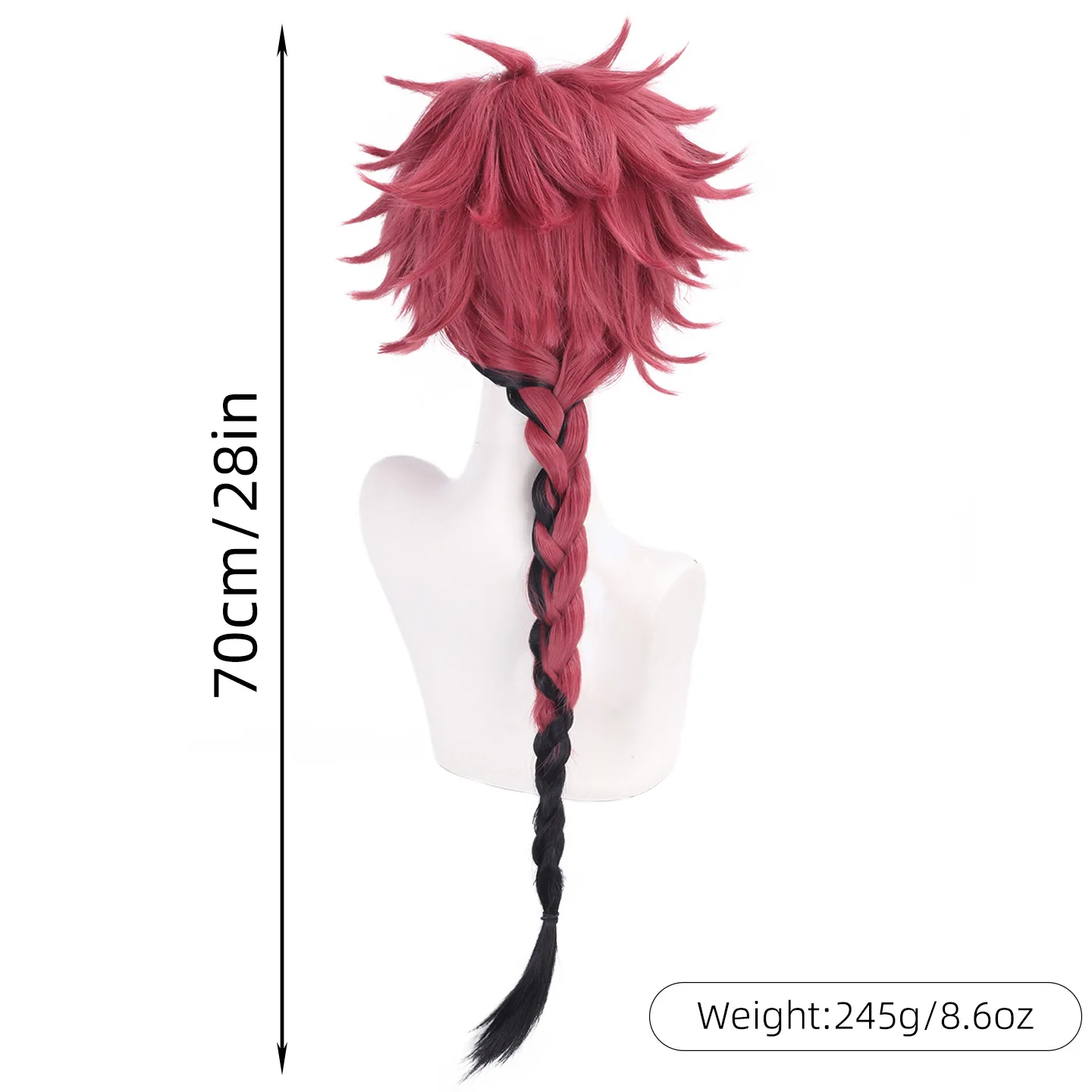 

Vein Cosplay Wig Anime Link Click Cos Red Gradient Braid Hair Heat Resistant Synthetic Hair Halloween Wigs