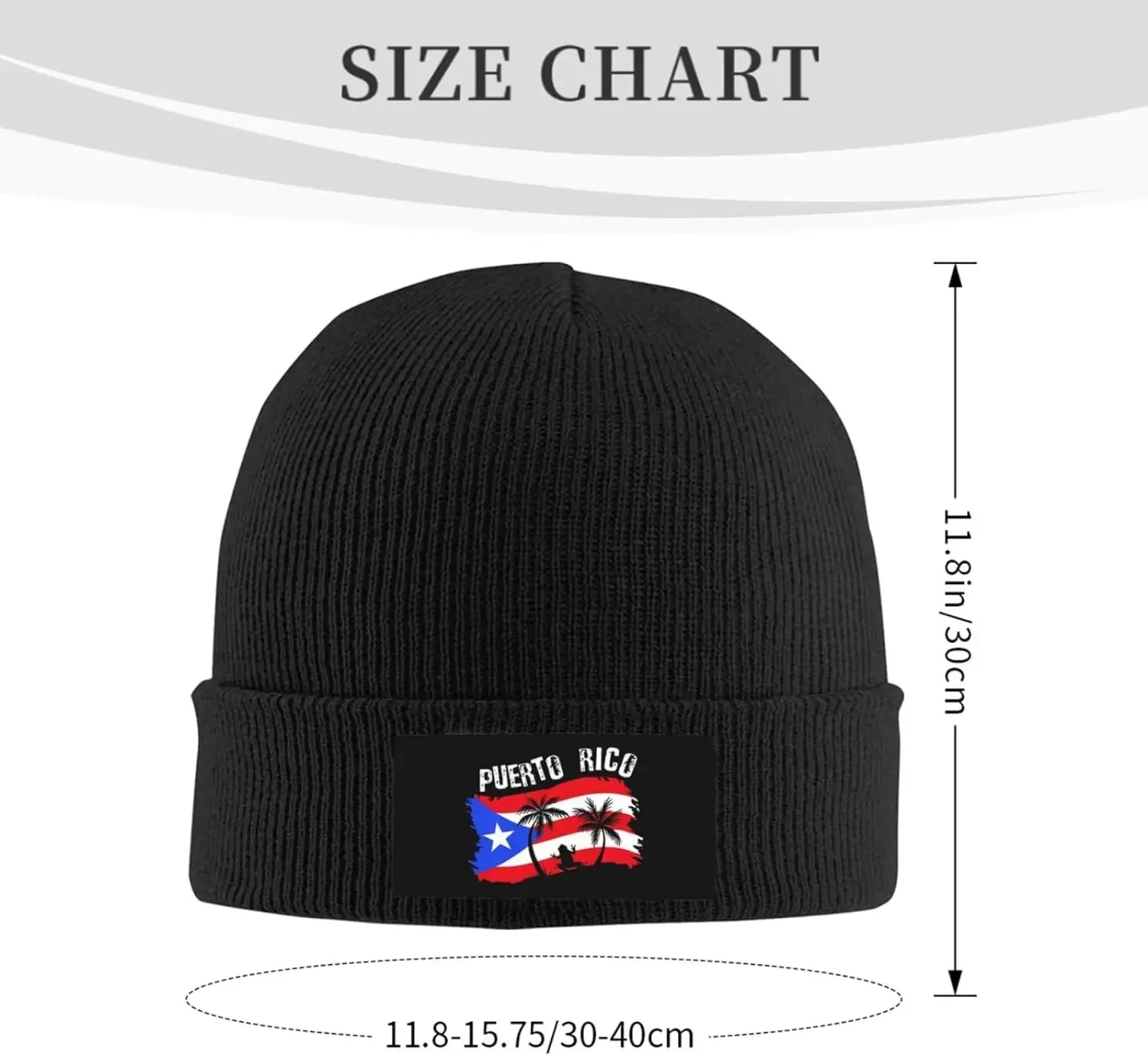 Cute Puerto Rico Beanie Knit Hats for Men Women Soft Slouchy Puerto Rican Flag Winter Hats Skull Cap Black