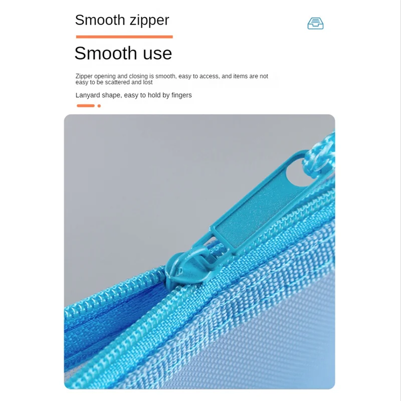 

5Pcs Mesh Zipper Pouch Clear Document Bag Book File Folders Stationery Pencil Case Storage Bags 5 Colors
