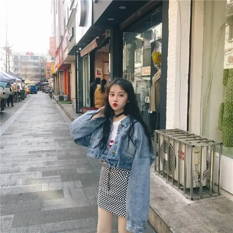 Women Denim Jacket 2025 Spring Autumn New Retro Korean Bat Sleeve Denim Jacket Women's Short Loose BF Outerwear