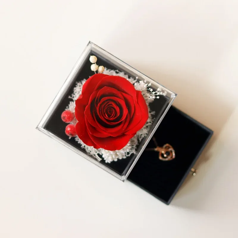 Forever Rose Gift Valentine's Day Send Girlfriend Jewelry Box Real Flower Making Mother's Christmas Gift Festival Party Supplies